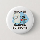 Rocker Paper and Scissors Funny Game Puff Button (Vorderseite)