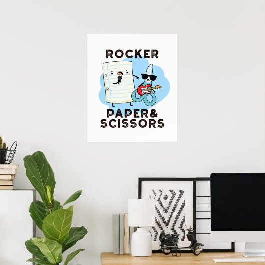 Rocker Paper and Scissors Funny Game Puff Poster (Heimbüro)
