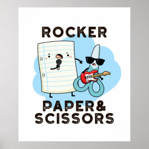Rocker Paper and Scissors Funny Game Puff Poster