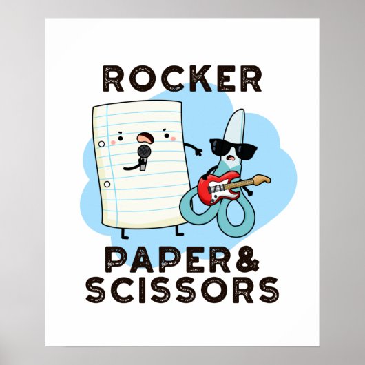 Rocker Paper and Scissors Funny Game Puff Poster (Vorne)