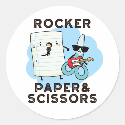 Rocker Paper and Scissors Funny Game Puff Runder Aufkleber (Vorderseite)