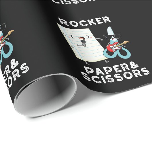 Rocker Paper und Schere Funny Game Puck Dark BG Geschenkpapier (Rolleneckpunkt)