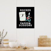 Rocker Paper und Schere Funny Game Puck Dark BG Poster (Küche)