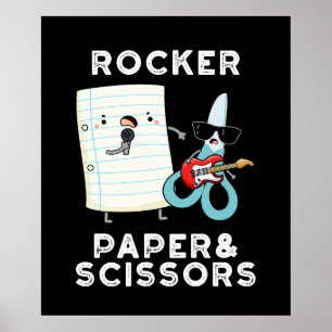 Rocker Paper und Schere Funny Game Puck Dark BG Poster