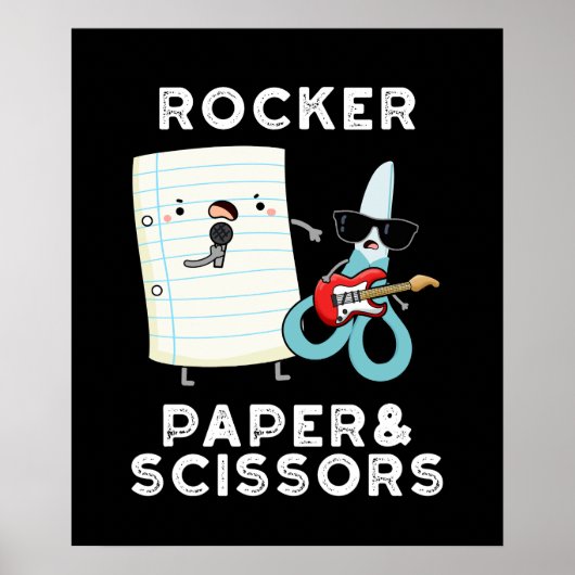 Rocker Paper und Schere Funny Game Puck Dark BG Poster (Vorne)
