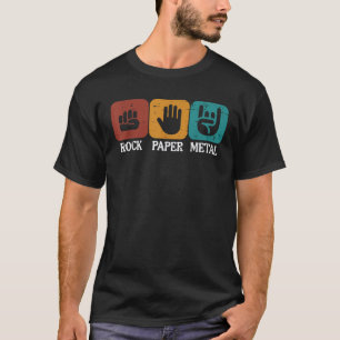 Rocker Rock Paper Metal Funny Music Meme Men Boys T-Shirt