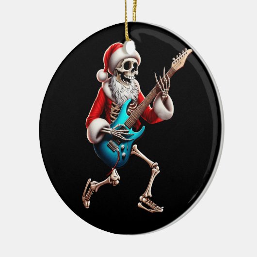 Rocker Santa Skeleton Gitarre Horror Weihnachtsroc Keramik Ornament (Links)