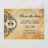 Rocker Save the Date - Skull & Crossbones Ankündigungspostkarte (Vorderseite)