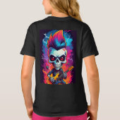 Rocker-Schädel mit Mohawk-Frisur T-Shirt (Rückseite)