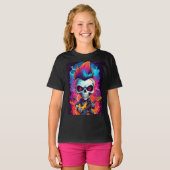 Rocker-Schädel mit Mohawk-Frisur T-Shirt (Vorne ganz)