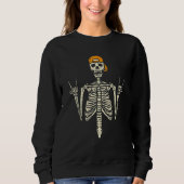 Rocker Skater Skeleton Cap Cool Halloween Punk Men Sweatshirt (Vorderseite)