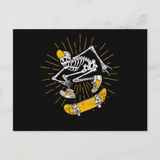 Rocker-Skater Skeleton-Cap Cool Halloween-Punk Postkarte (Vorderseite)