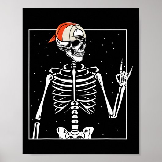 Rocker Skeleton Cap Skater Cool Halloween Punk Poster (Vorne)