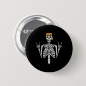 Rocker Skeleton Cap Skater Cool Halloween Punk Roc Button (Vorne & Hinten)