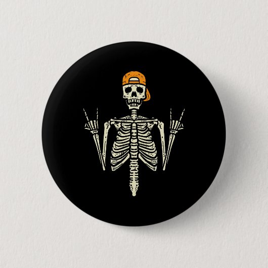 Rocker Skeleton Cap Skater Cool Halloween Punk Roc Button (Vorderseite)