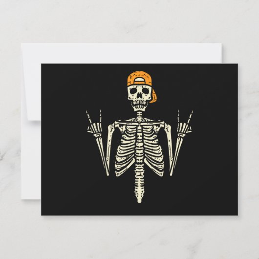 Rocker Skeleton Cap Skater Cool Halloween Punk Roc Dankeskarte (Vorderseite)