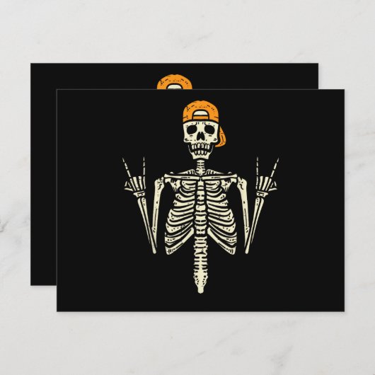 Rocker Skeleton Cap Skater Cool Halloween Punk Roc Dankeskarte (Vorne/Hinten)