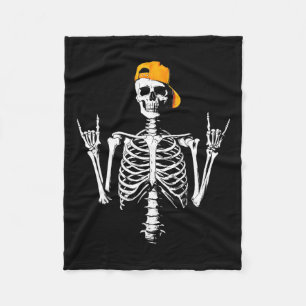 Rocker Skeleton Cap Skater Cool Halloween Punk Roc Fleecedecke