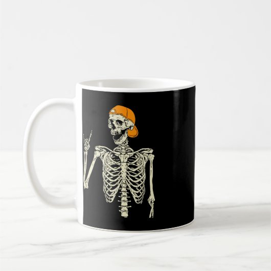 Rocker Skeleton Cap Skater Cool Halloween Punk Roc Kaffeetasse (Links)