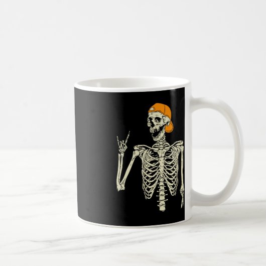 Rocker Skeleton Cap Skater Cool Halloween Punk Roc Kaffeetasse (Rechts)