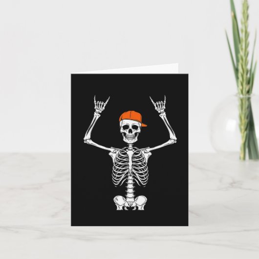 Rocker Skeleton Cap Skater Cool Halloween Punk Roc Karte (Vorderseite)