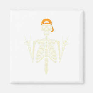 Rocker Skeleton Cap Skater Cool Halloween Punk Roc Magnet