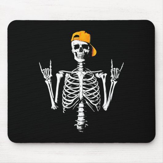 Rocker Skeleton Cap Skater Cool Halloween Punk Roc Mousepad (Vorne)