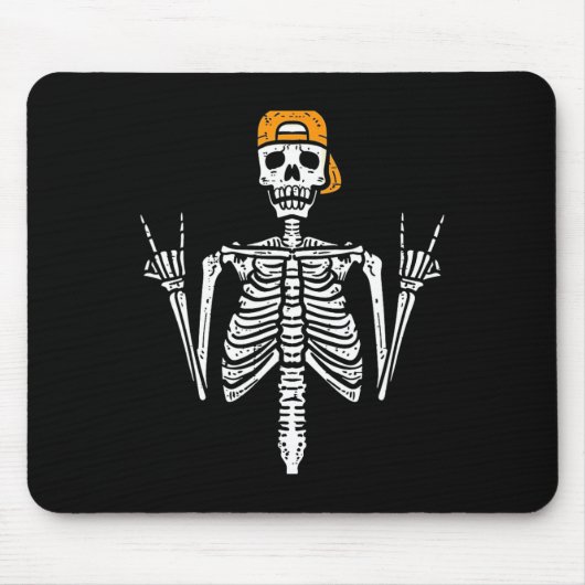 Rocker Skeleton Cap Skater Cool Halloween Punk Roc Mousepad (Vorne)