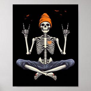 Rocker Skeleton Cap Skater Cool Halloween Punk Roc Poster