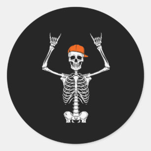 Rocker Skeleton Cap Skater Cool Halloween Punk Roc Runder Aufkleber
