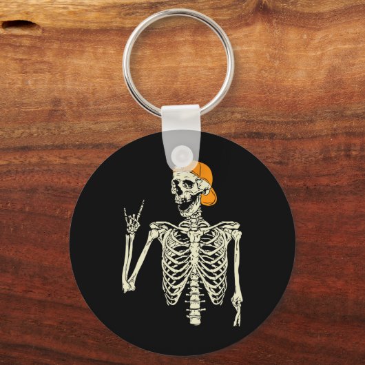 Rocker Skeleton Cap Skater Cool Halloween Punk Roc Schlüsselanhänger (Vorderseite)
