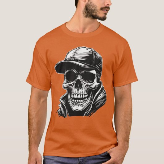 Rocker Skeleton Cap Skater Cool Halloween Punk Roc T-Shirt (Vorderseite)