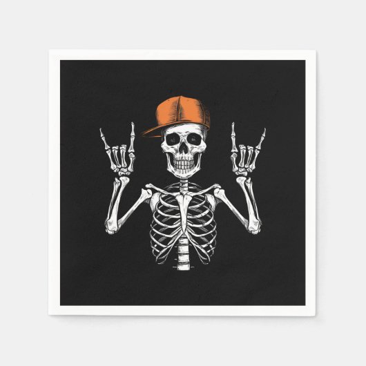 Rocker Skeleton Cap Skater Cool Halloween Punk Serviette (Vorderseite)