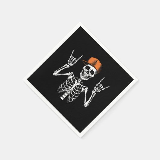 Rocker Skeleton Cap Skater Cool Halloween Punk Serviette (Ecke)