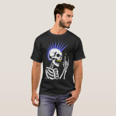 Rocker Skeleton Cap Skater Cool Halloween Punk T-Shirt (Vorne ganz)