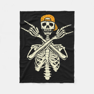 Rocker Skeleton Cap Skater Halloween Hand Rock Gir Fleecedecke
