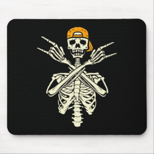 Rocker Skeleton Cap Skater Halloween Hand Rock Gir Mousepad