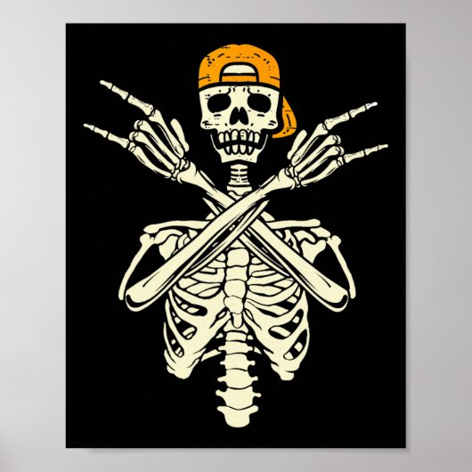 Rocker Skeleton Cap Skater Halloween Hand Rock Gir Poster (Vorne)