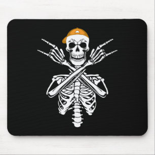Rocker Skeleton Cap Skater Halloween Hand Rock Men Mousepad