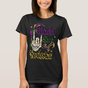 Rocker Skeleton Hand Mardi Gras Mardi wie ein Stei T-Shirt