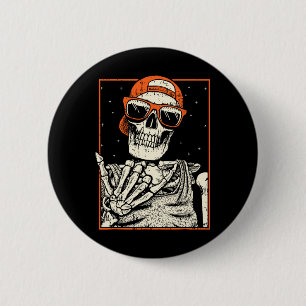 Rocker Skeleton Hand Rock on Costume Fun Halloween Button