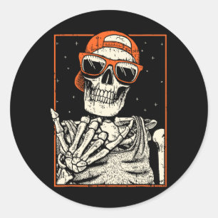 Rocker Skeleton Hand Rock on Costume Fun Halloween Runder Aufkleber