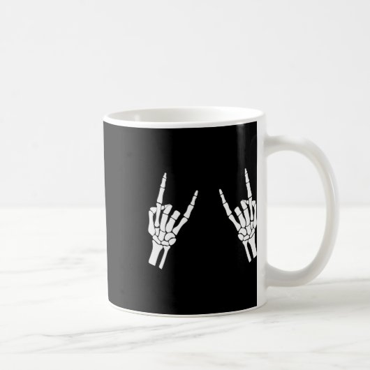 Rocker Skeleton Hand Rock on Costume Funny Hallowe Kaffeetasse (Rechts)
