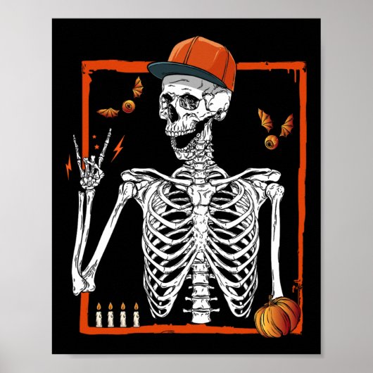 Rocker Skeleton Hand Rock on Costume Funny Hallowe Poster (Vorne)