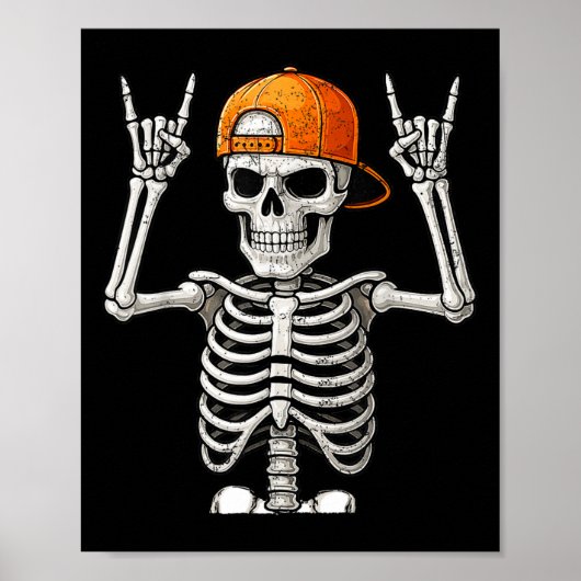 Rocker Skeleton Hand Rock on Costume Funny Hallowe Poster (Vorne)