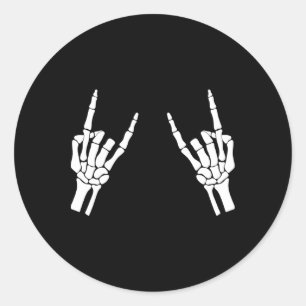 Rocker Skeleton Hand Rock on Costume Funny Hallowe Runder Aufkleber