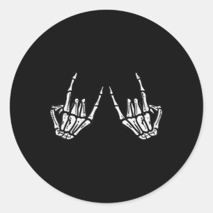 Rocker Skeleton Hand Rock on Costume Funny Hallowe Runder Aufkleber