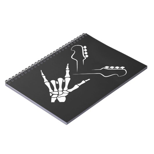 Rocker Skeleton Hand Rock on Rock Notizblock (Linke Seite)