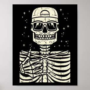Rocker Skeleton Rock Cool Goth Halloween Men Boys Poster