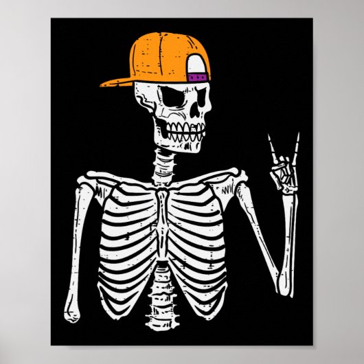 Rocker Skeleton Rock Hand Schild Halloween Kostüm (Vorne)